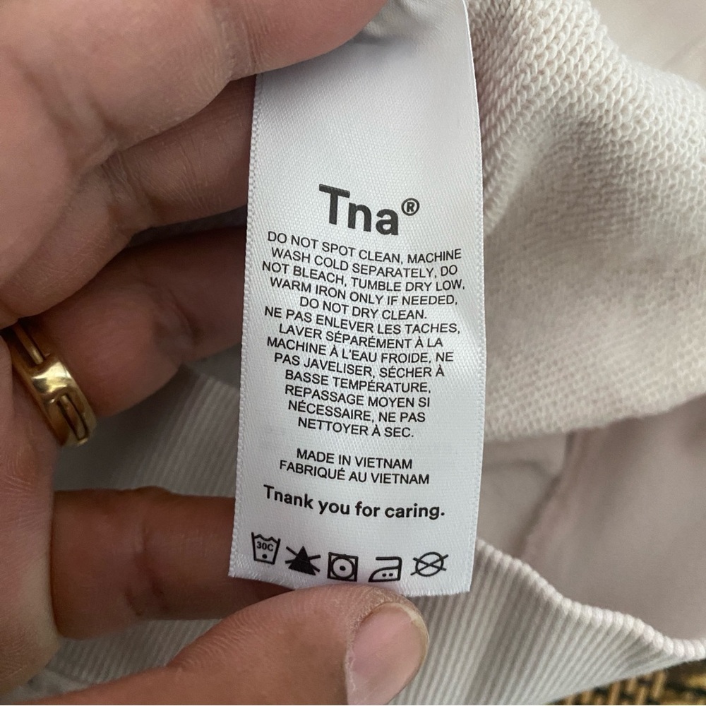 TNA Sweatfleece Terry Fleece Hoodie XS Cream Beige Perfect Fit Casual Comfy - Picture 7 of 10